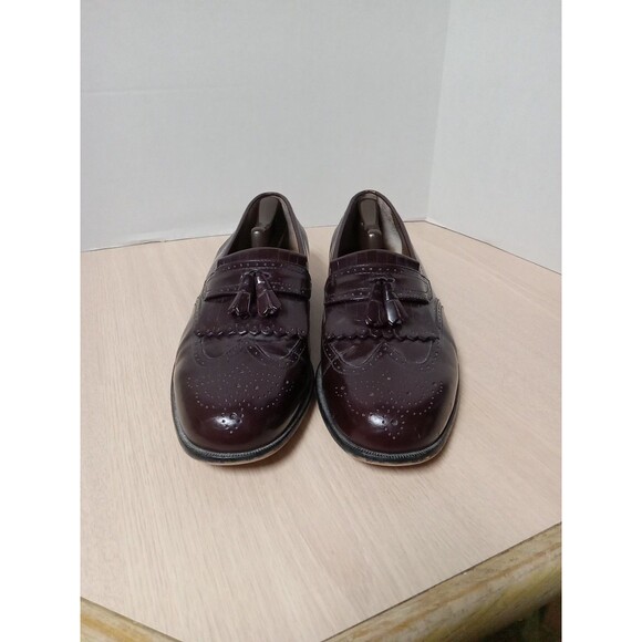 Bostonian Classics Shoes Wingtip Tassels 20378 Loafers Sz 11W Burgundy Leather - Picture 3 of 10